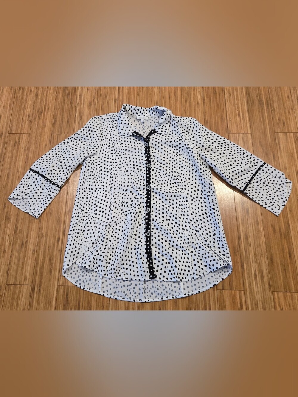 Habitat Polka Dot Button-Up Blouse in White and Black